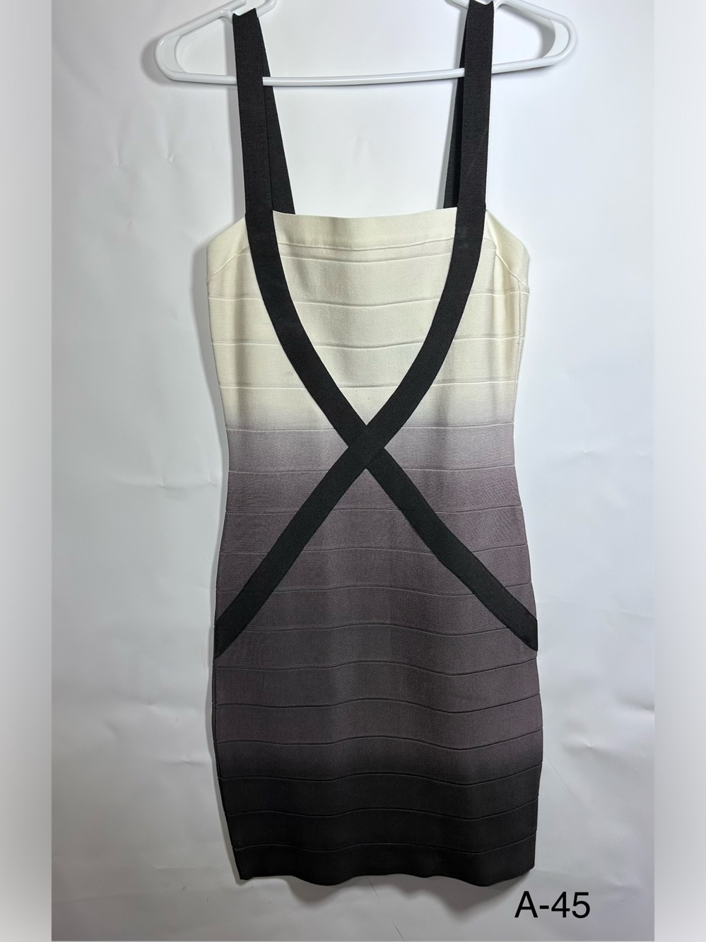 VENUS Cream-to-Gray Ombre Bodycon Mini Dress with Black Strap X
